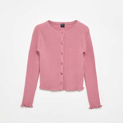Gilet en maille côtelée à manches longues ROSE