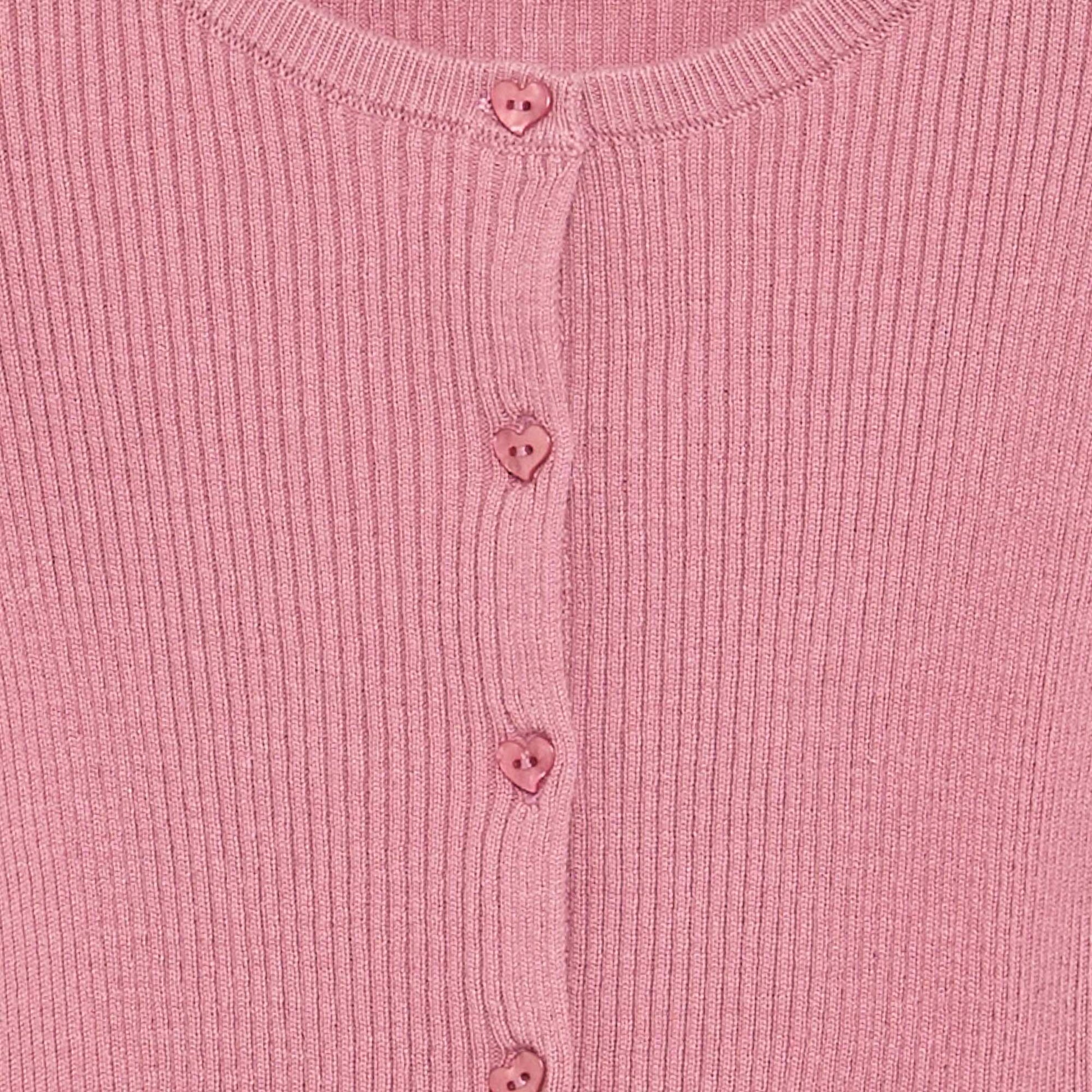 Gilet en maille côtelée à manches longues ROSE
