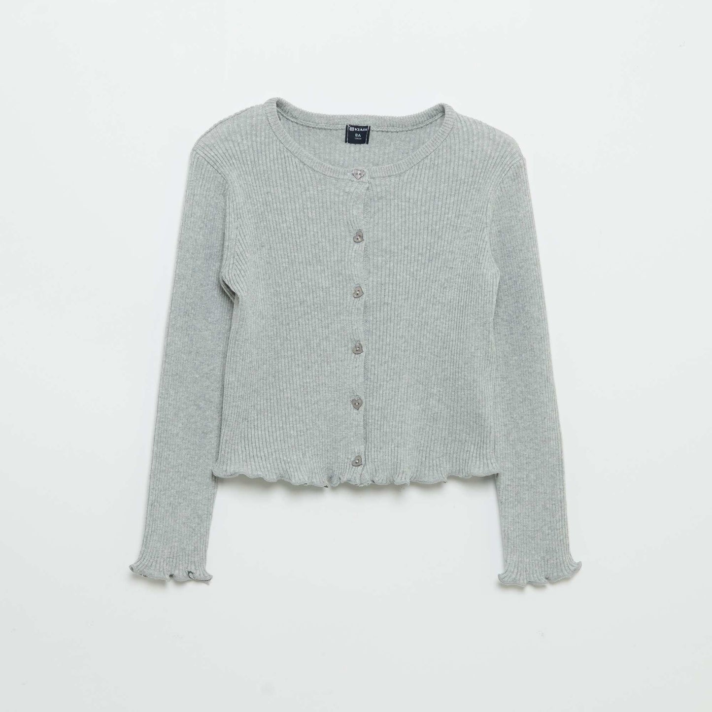 Gilet en maille côtelée à manches longues GRIS