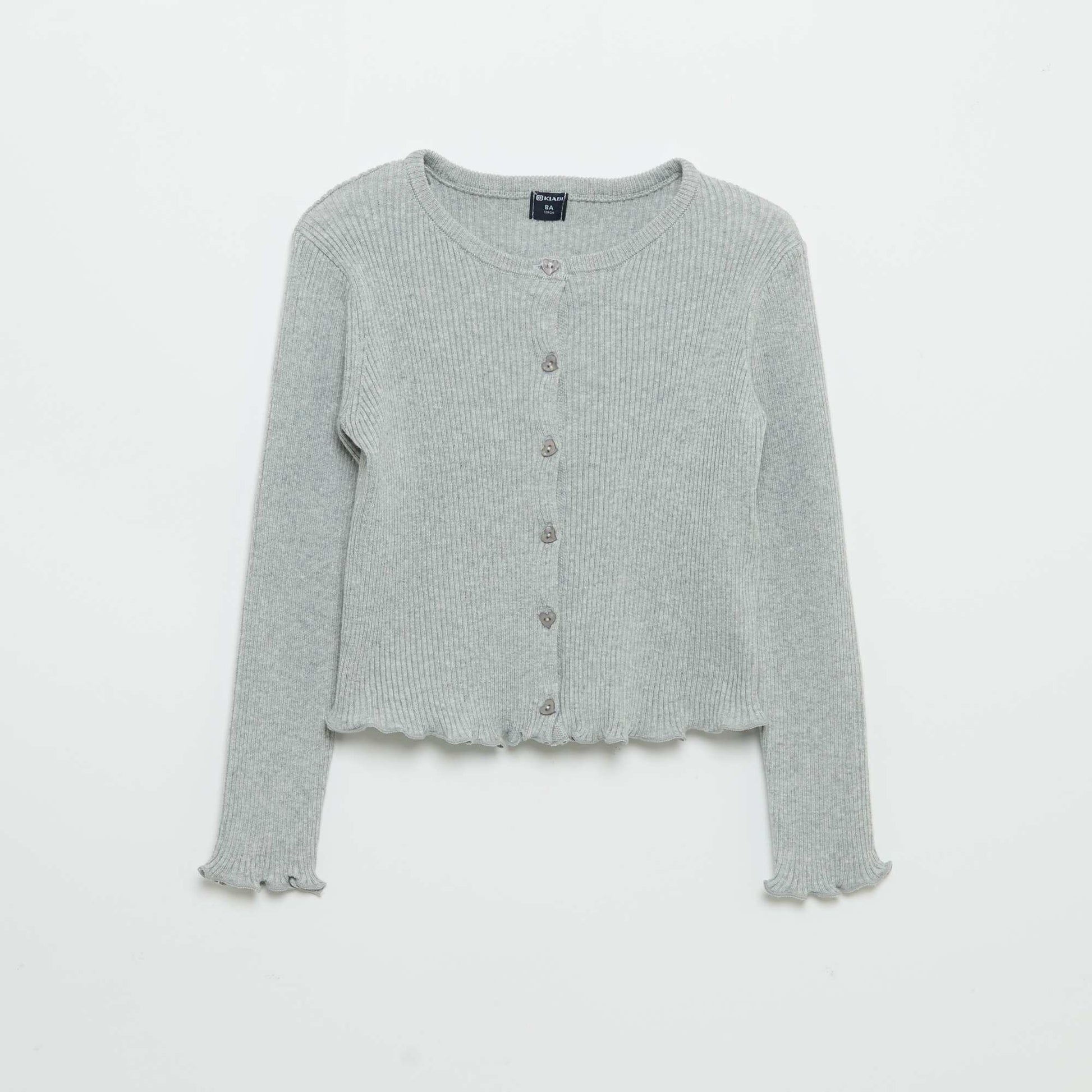Gilet en maille côtelée à manches longues GRIS