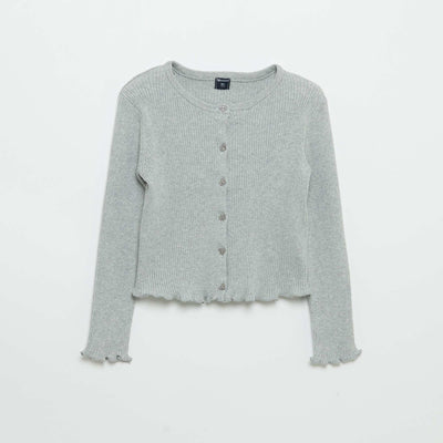 Gilet en maille côtelée à manches longues GRIS