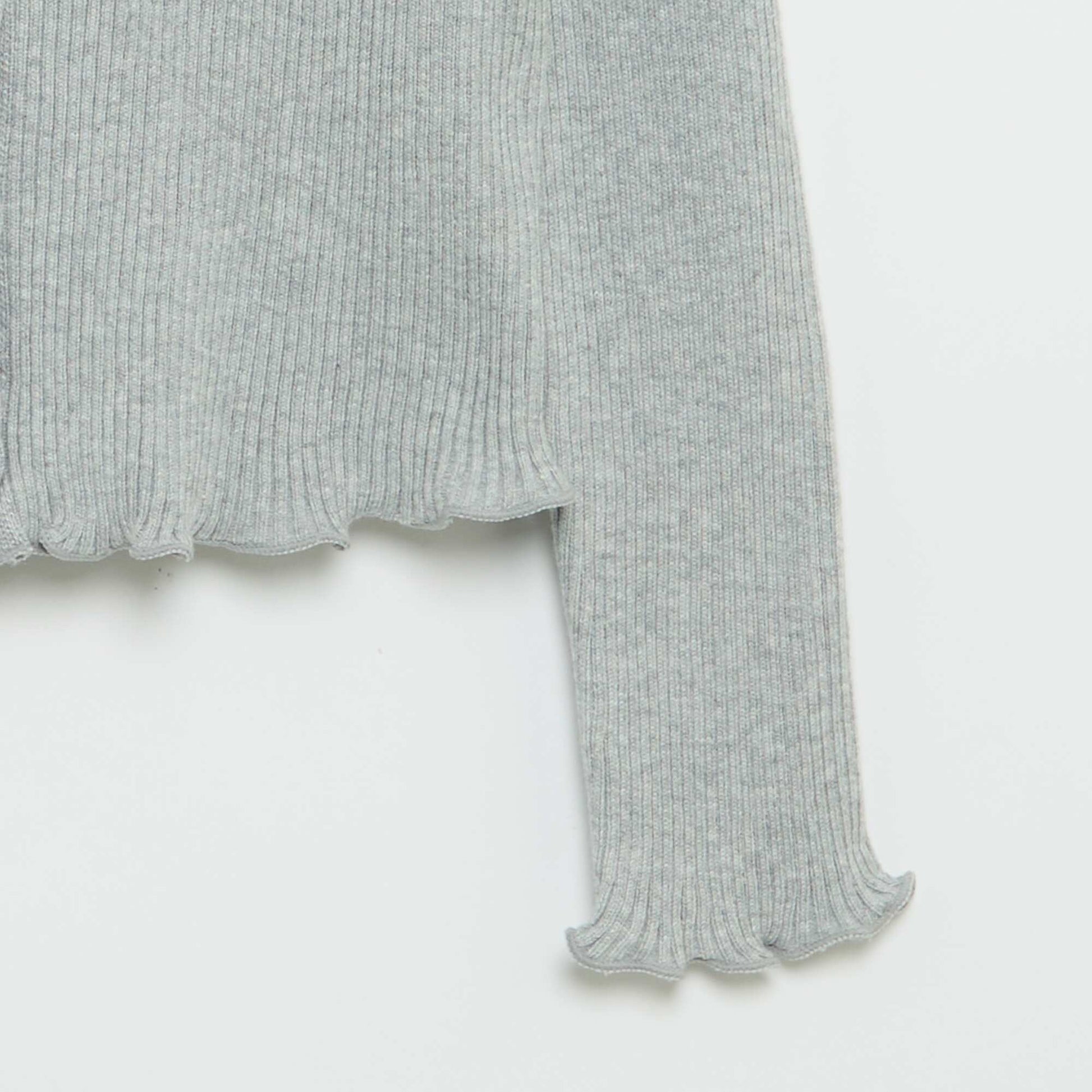 Gilet en maille côtelée à manches longues GRIS