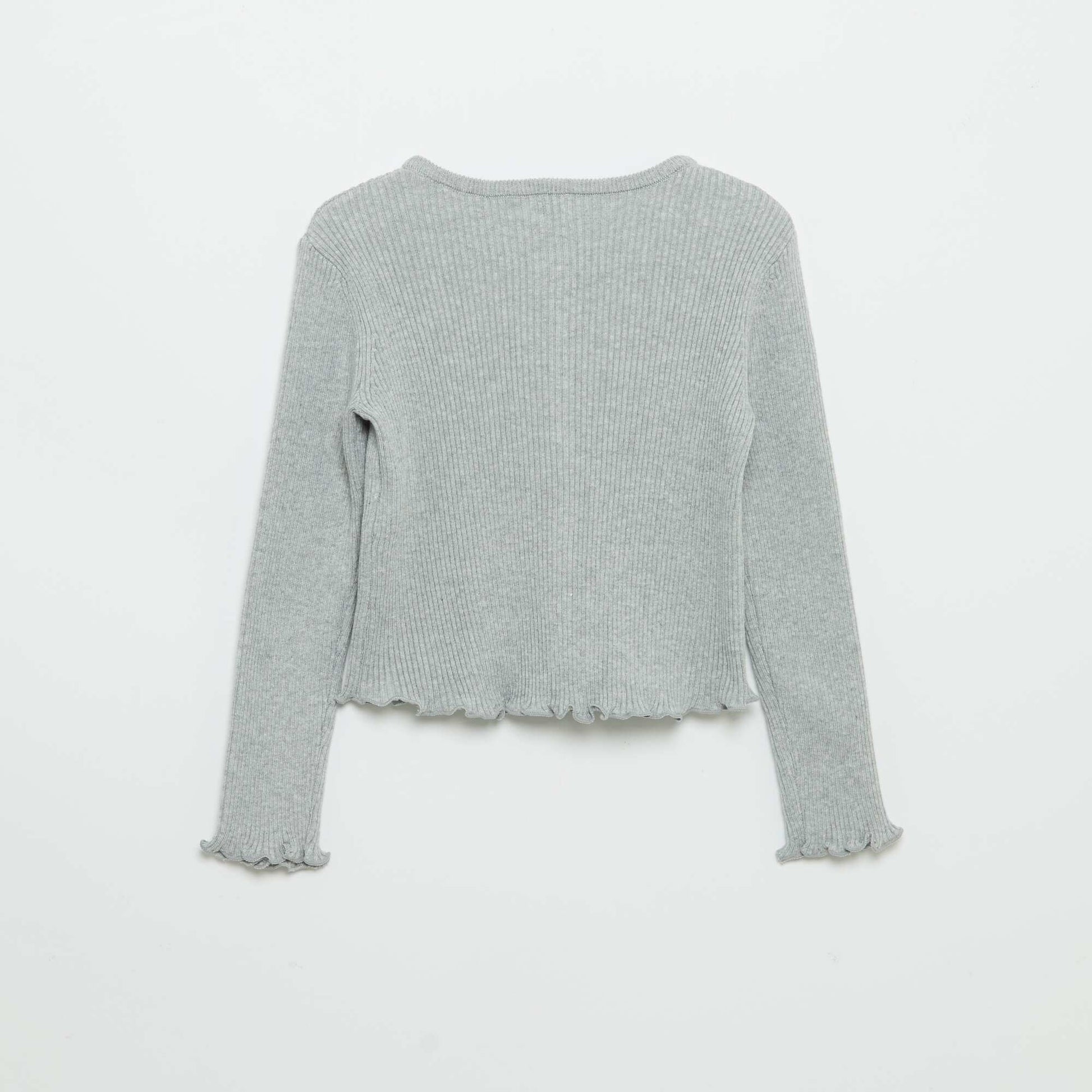 Gilet en maille côtelée à manches longues GRIS
