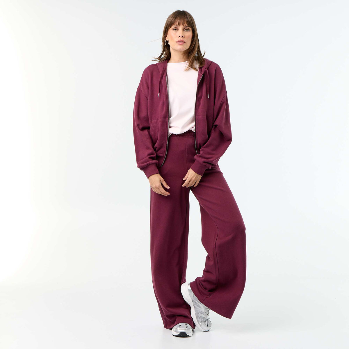 Sweat basique en molleton léger ROSE