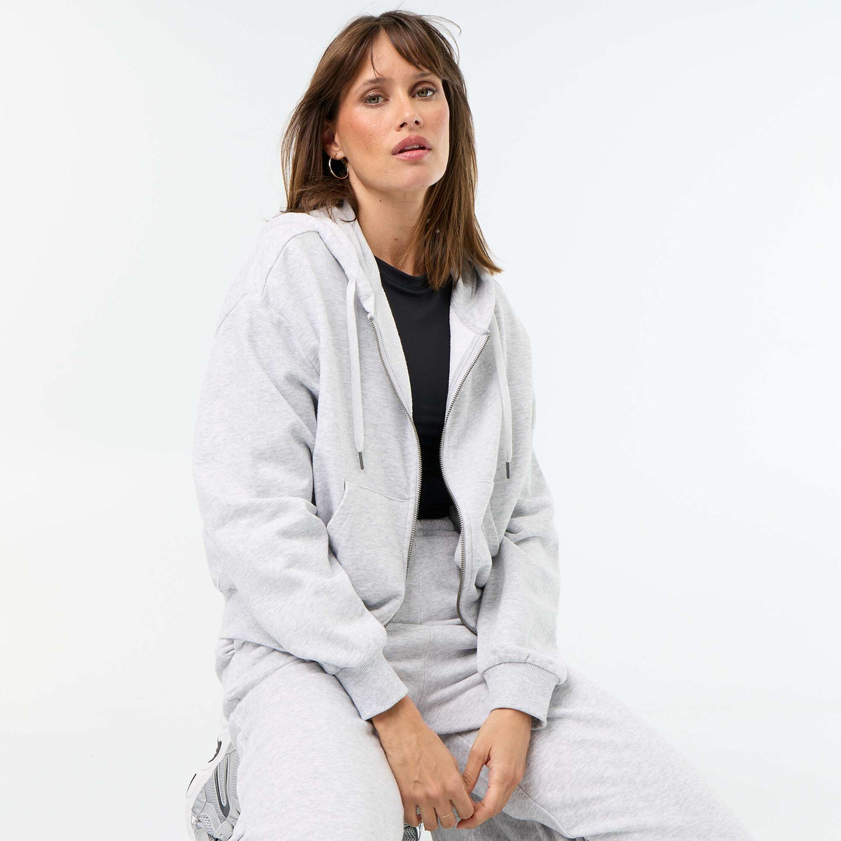 Sweat basique en molleton léger GRIS