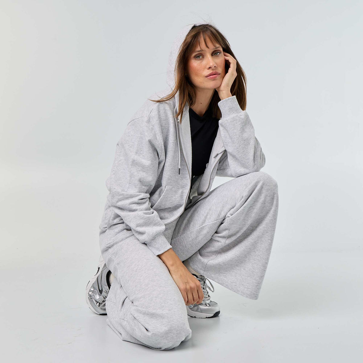 Sweat basique en molleton léger GRIS
