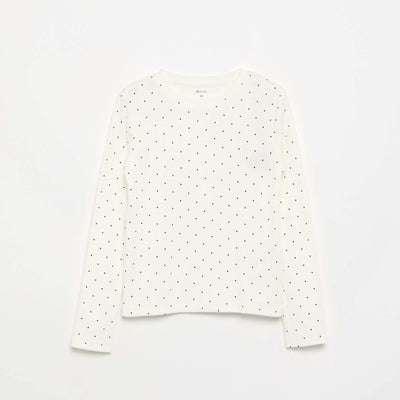 T-shirt à manches longues en maille côtelée BLANC