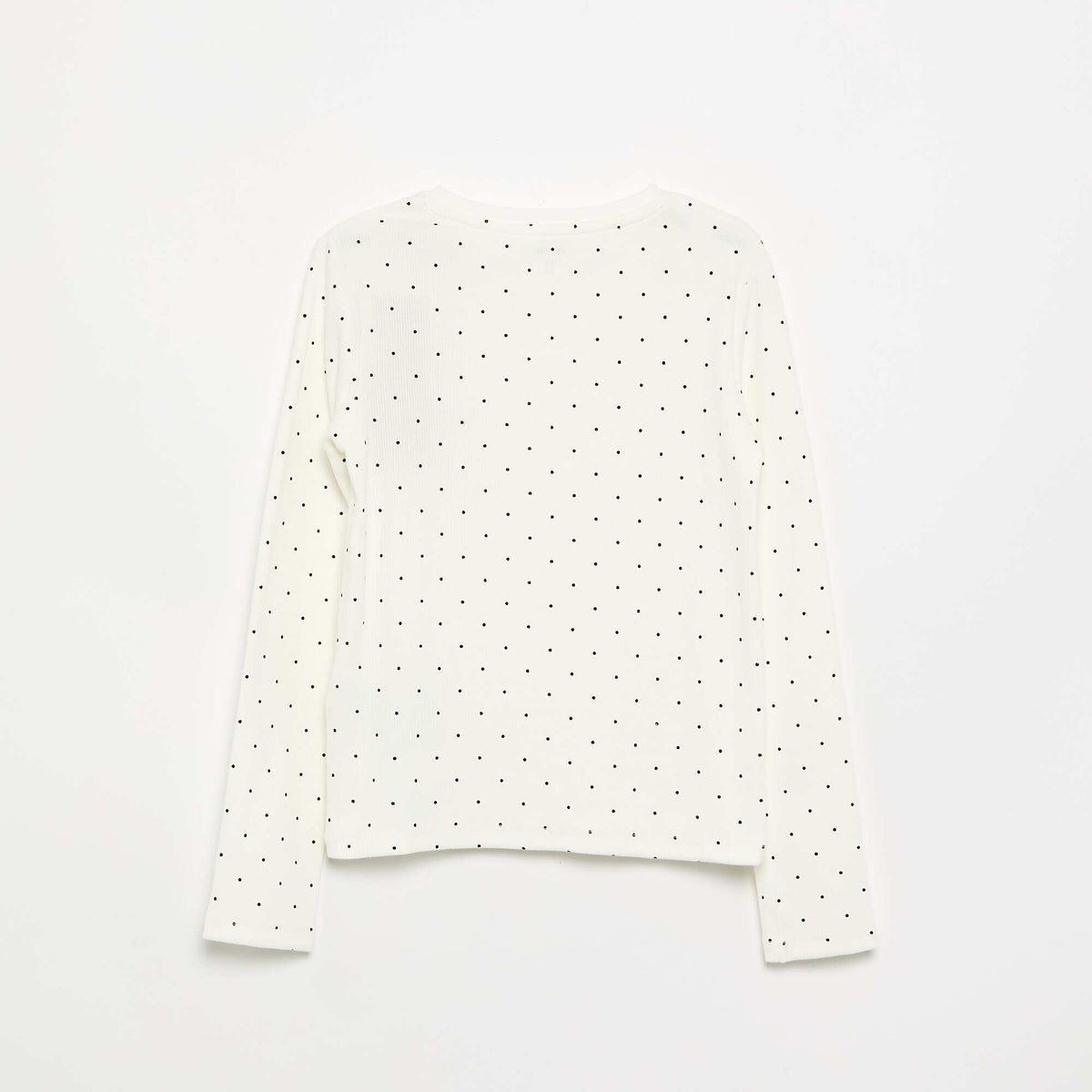 T-shirt à manches longues en maille côtelée BLANC