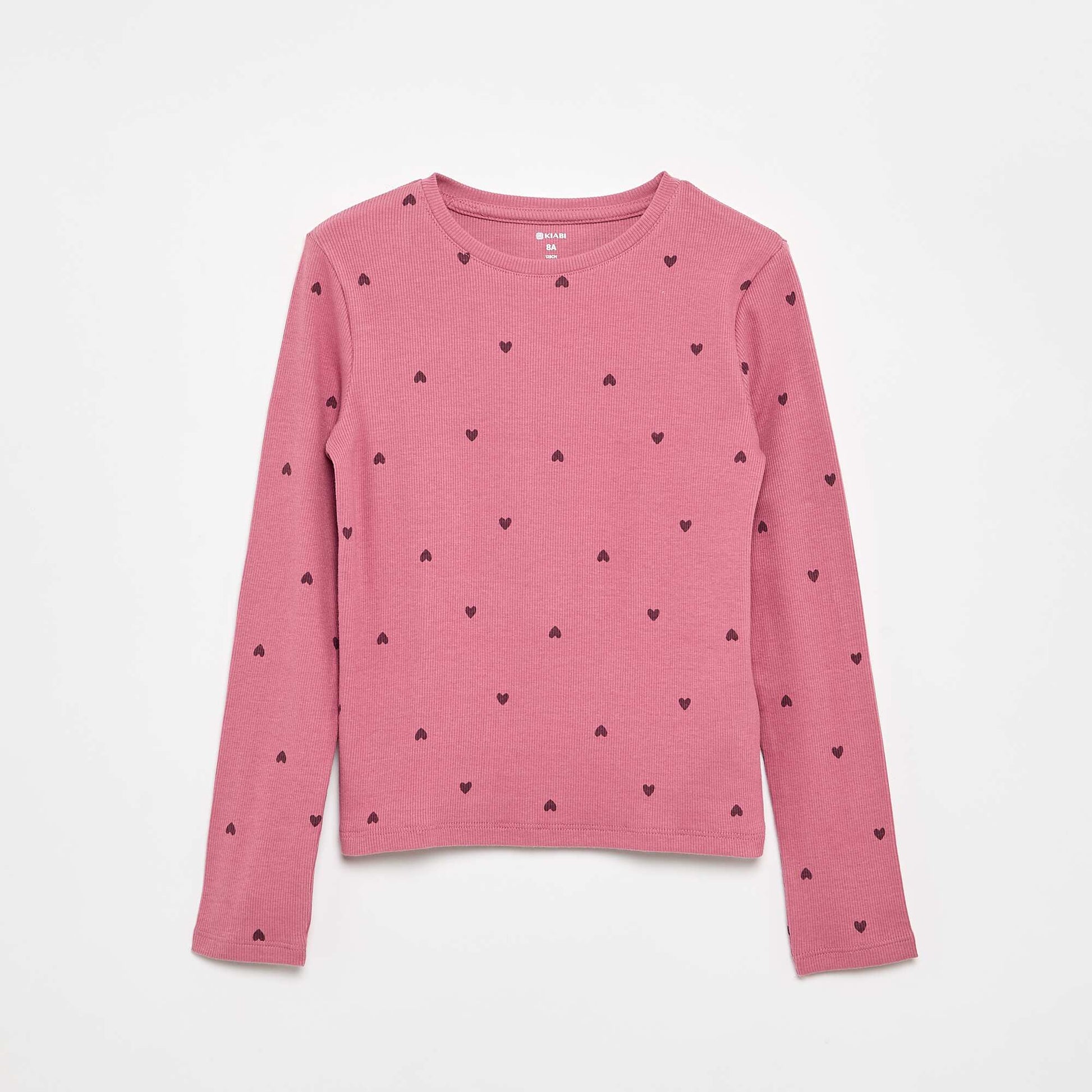 T-shirt à manches longues en maille côtelée ROSE