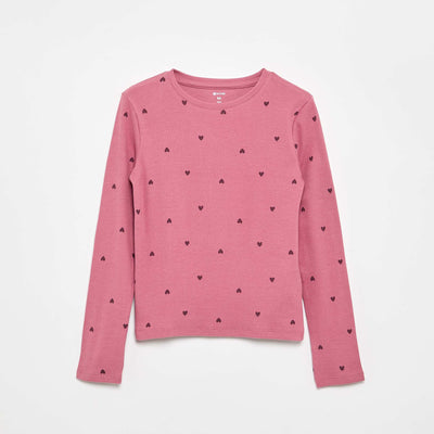 T-shirt à manches longues en maille côtelée ROSE