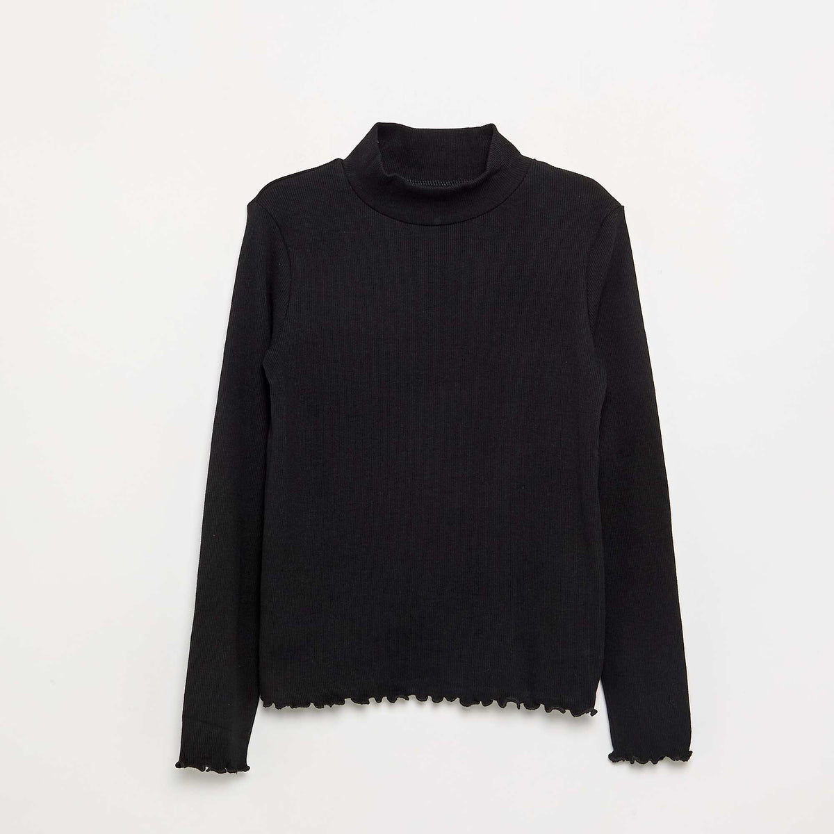 Sous-pull uni avec finitions ondulées NOIR