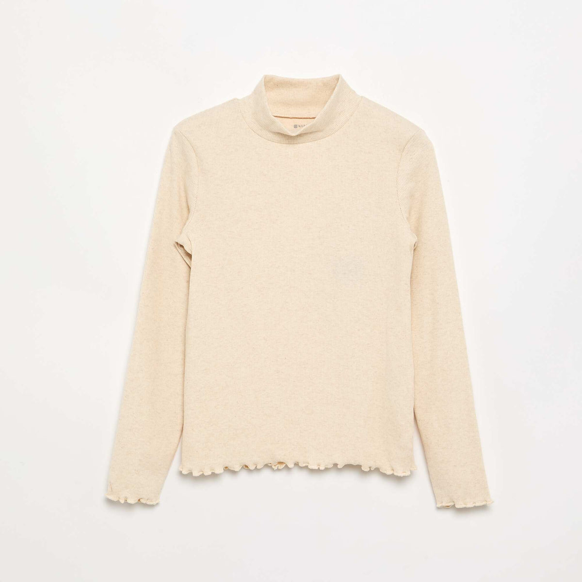 Sous-pull uni avec finitions ondulées BEIGE
