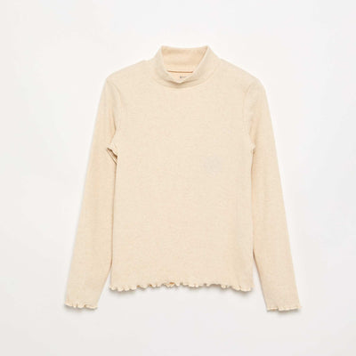 Sous-pull uni avec finitions ondulées BEIGE
