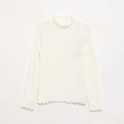 Sous-pull uni avec finitions ondulées BLANC