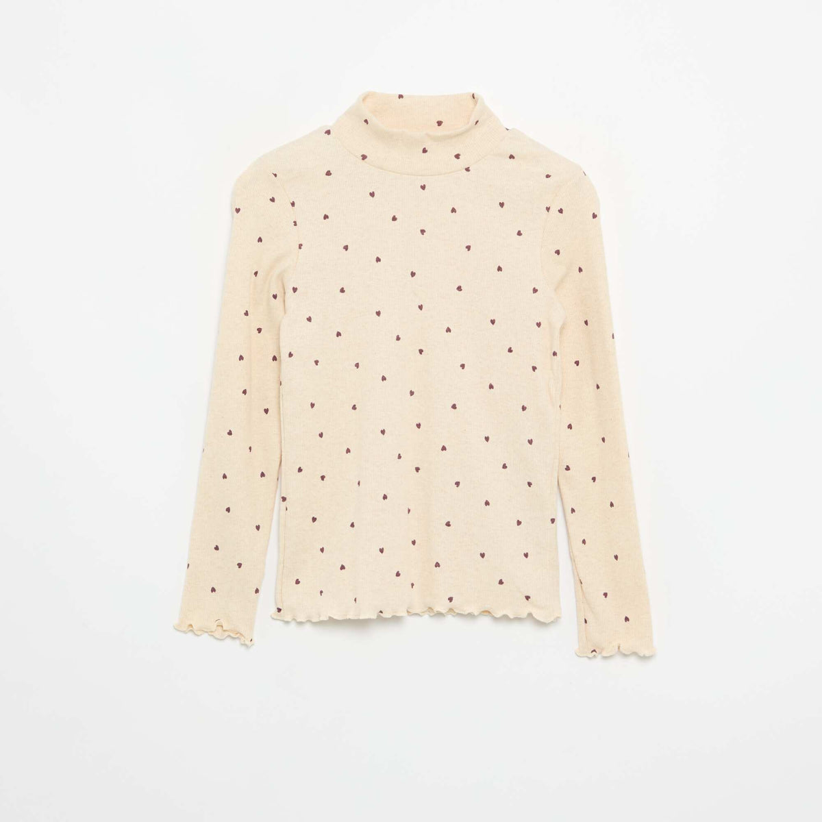 Sous-pull en maille côtelée imprimée BEIGE