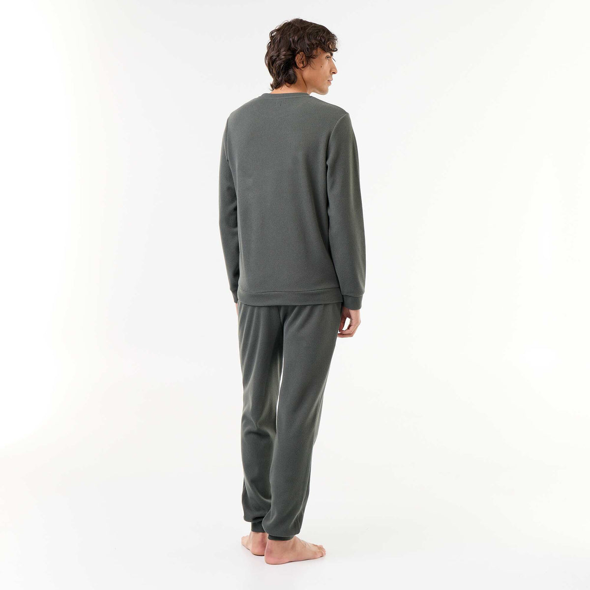 Ensemble pyjama long t-shirt + pantalon gaufrés - 2 pièces VERT