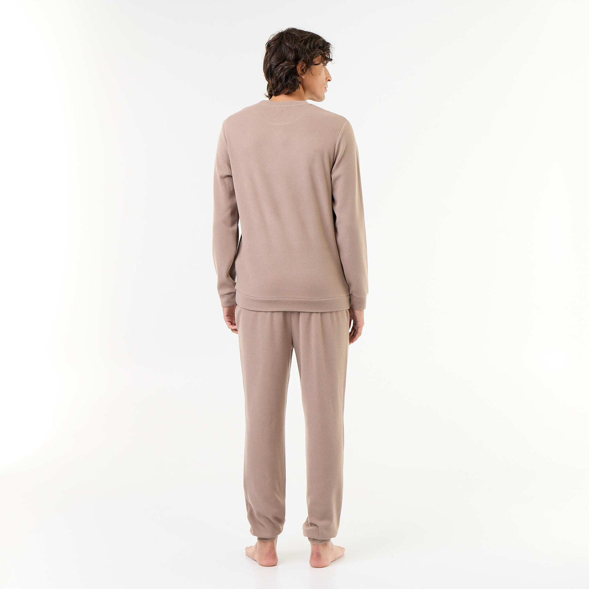 Ensemble pyjama long t-shirt + pantalon gaufrés - 2 pièces BEIGE