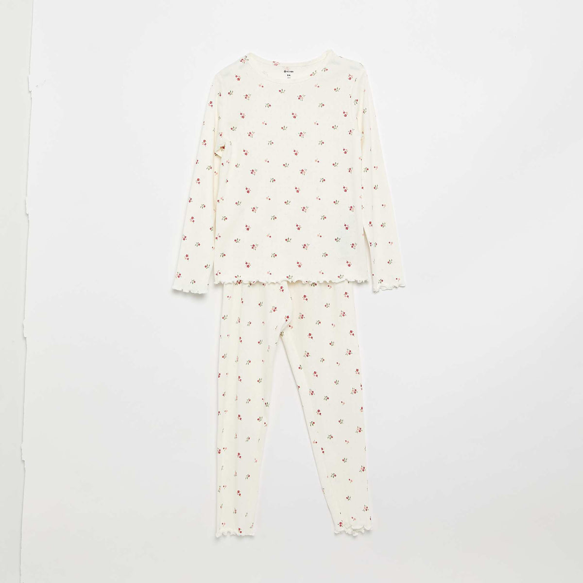 Ensemble pyjama long en maille pointelle - 2 pièces BLANC