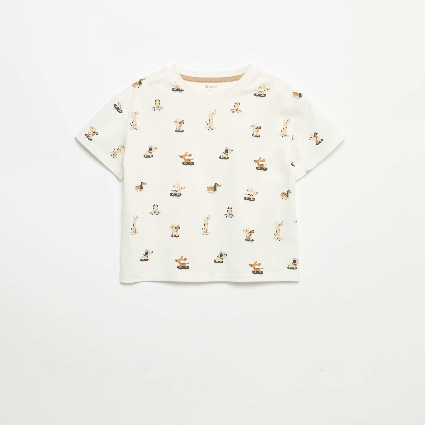 T-shirt à motif et à manches courtes BLANC