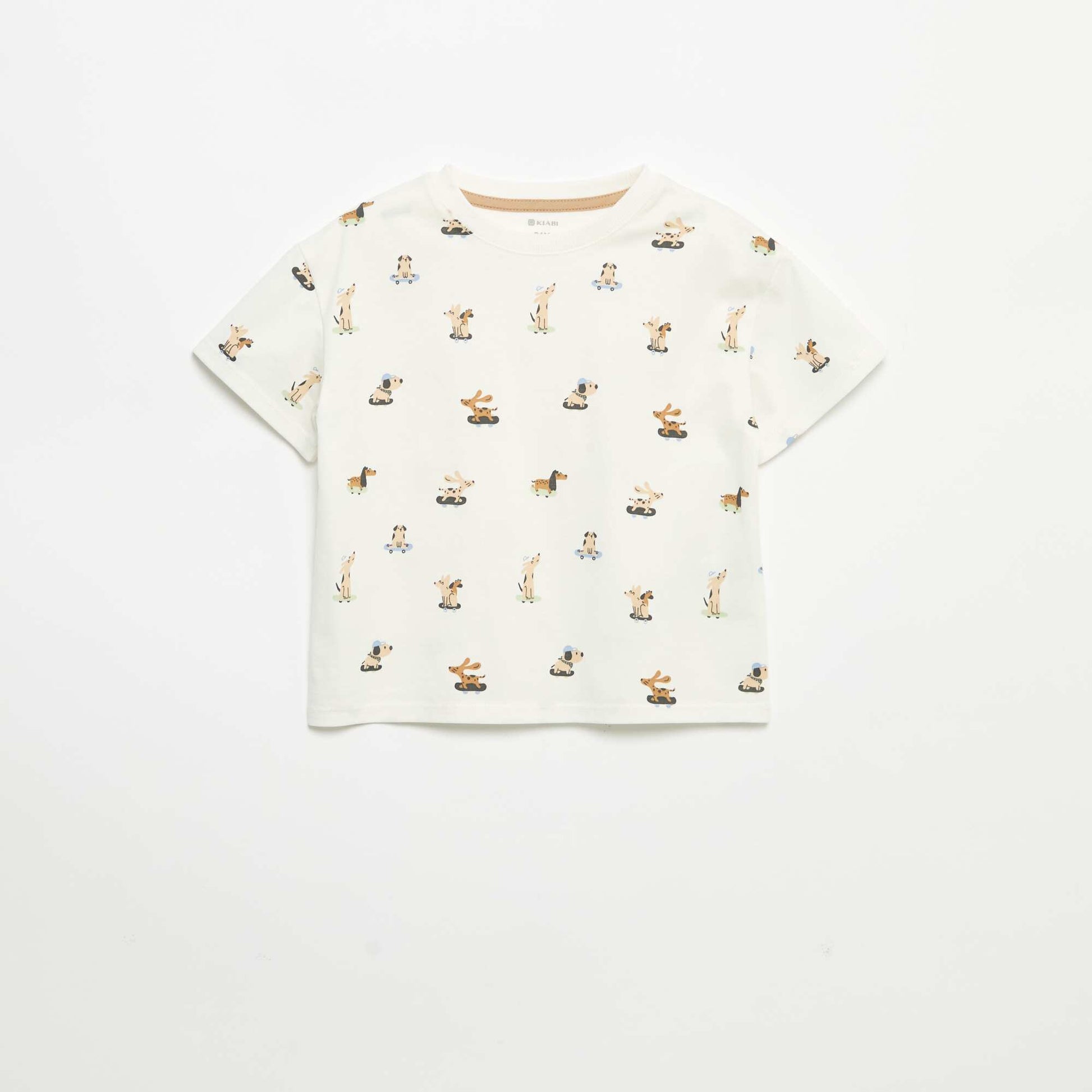 T-shirt à motif et à manches courtes BLANC