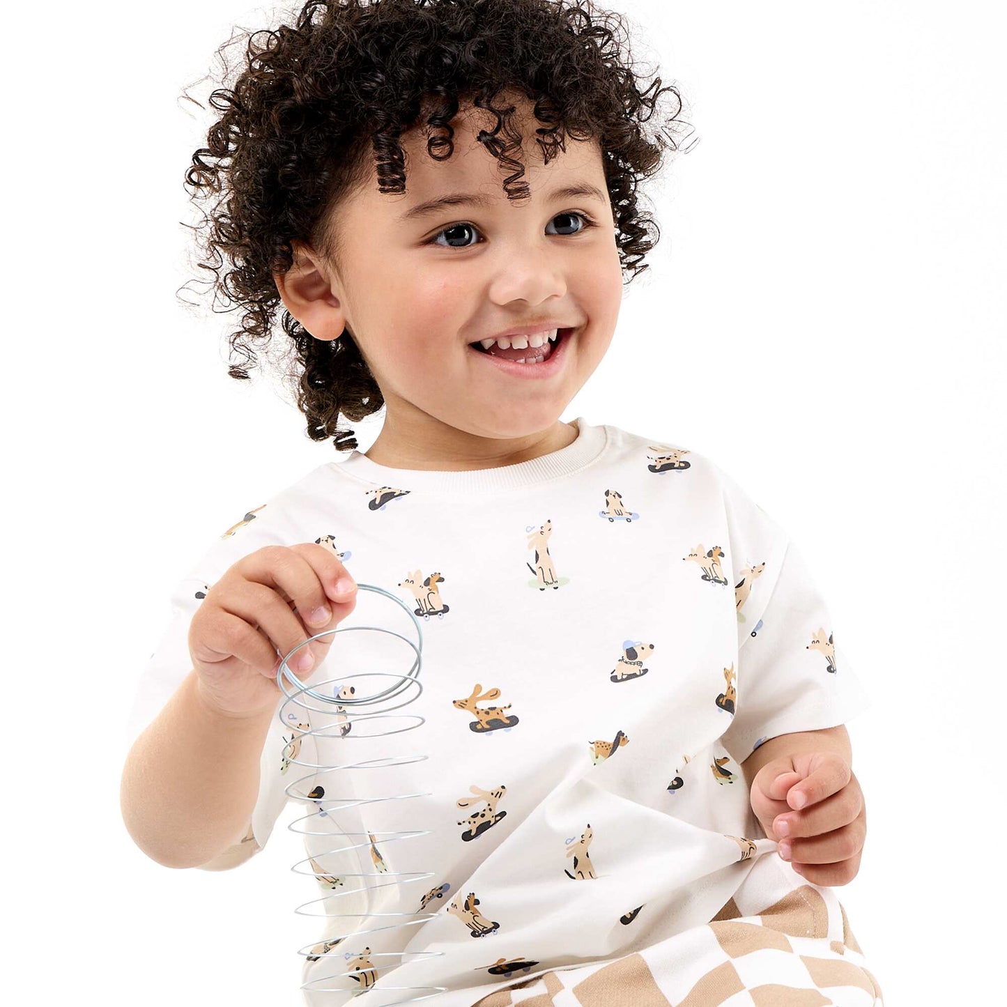 T-shirt à motif et à manches courtes BLANC