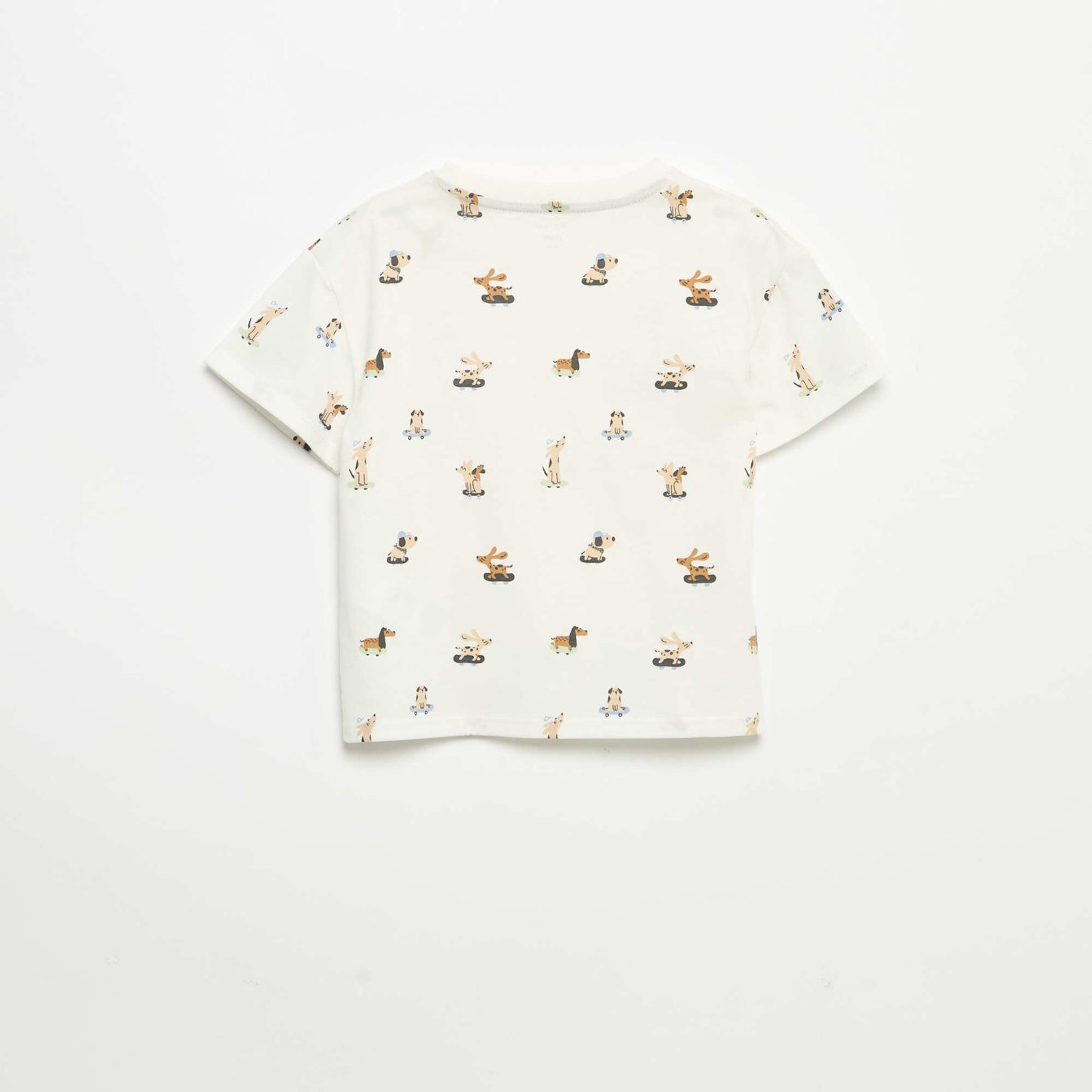 T-shirt à motif et à manches courtes BLANC