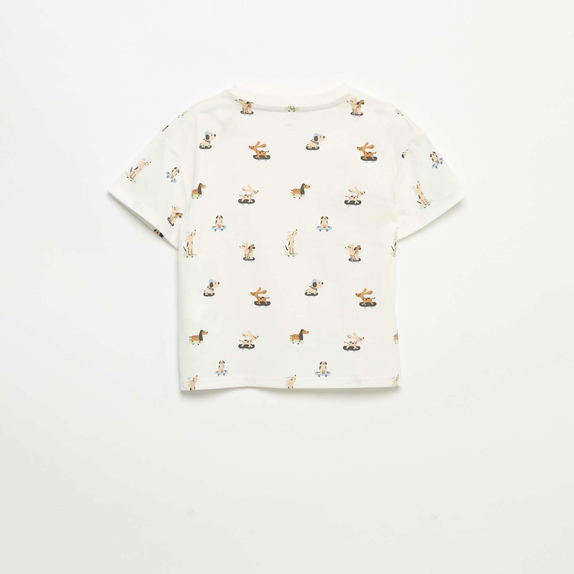 T-shirt à motif et à manches courtes BLANC