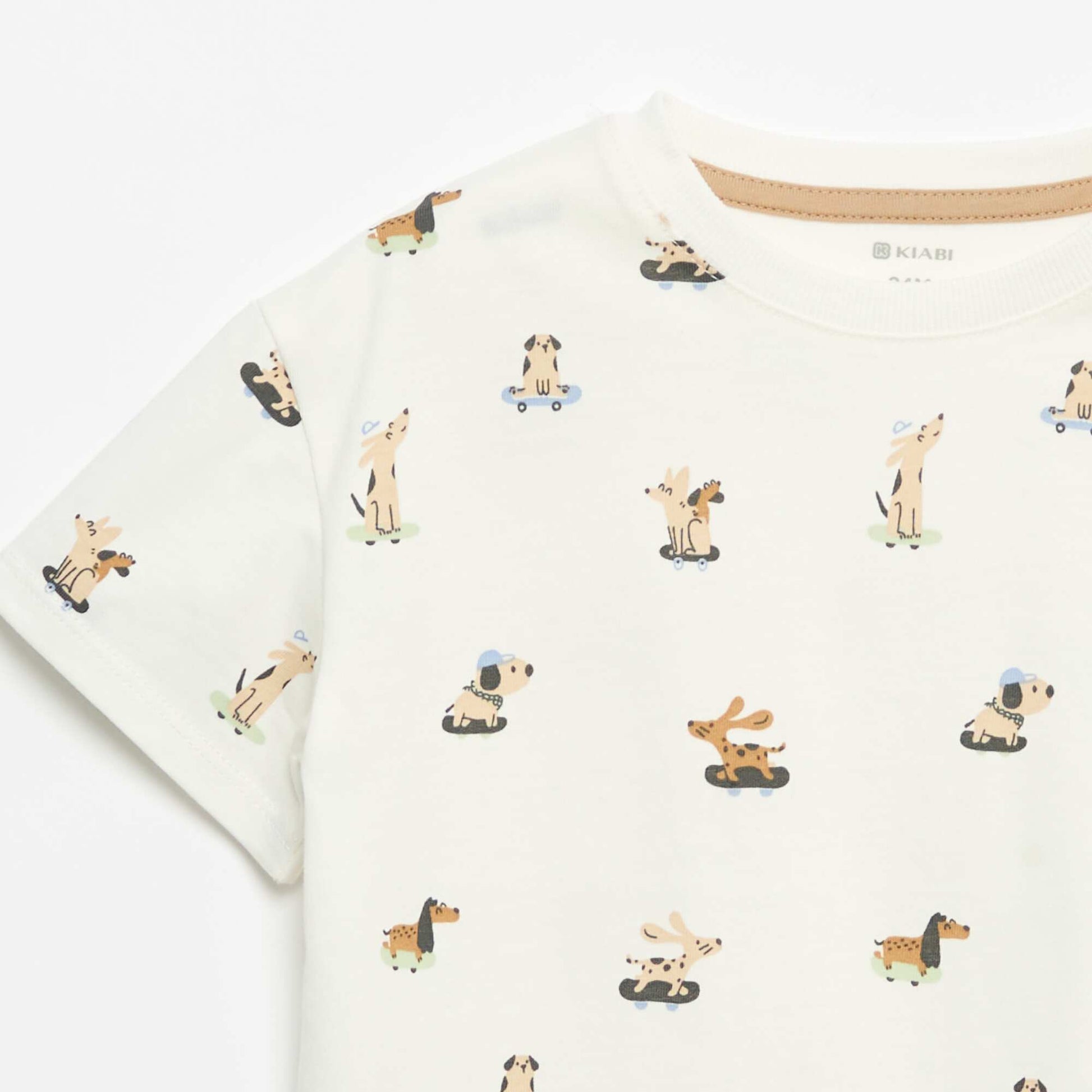 T-shirt à motif et à manches courtes BLANC