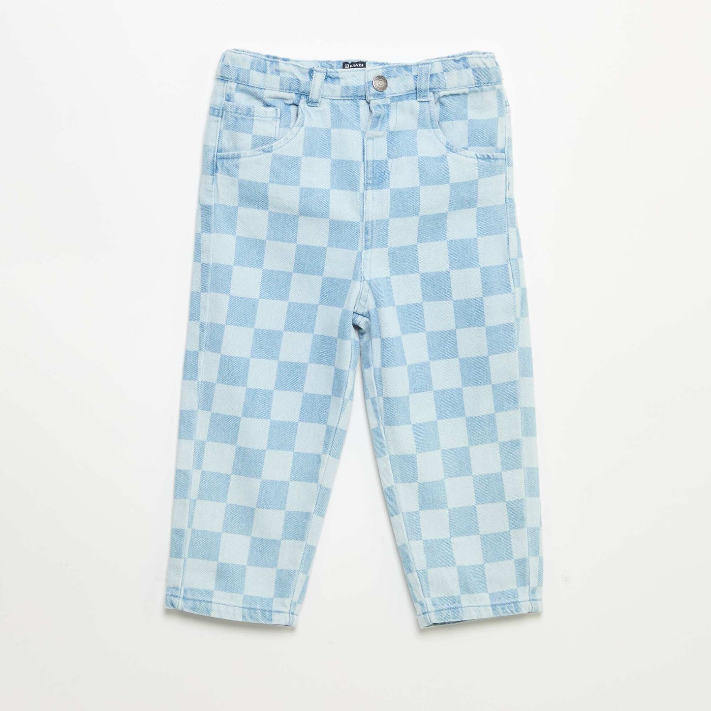 Pantalon en denim à carreaux BLEU