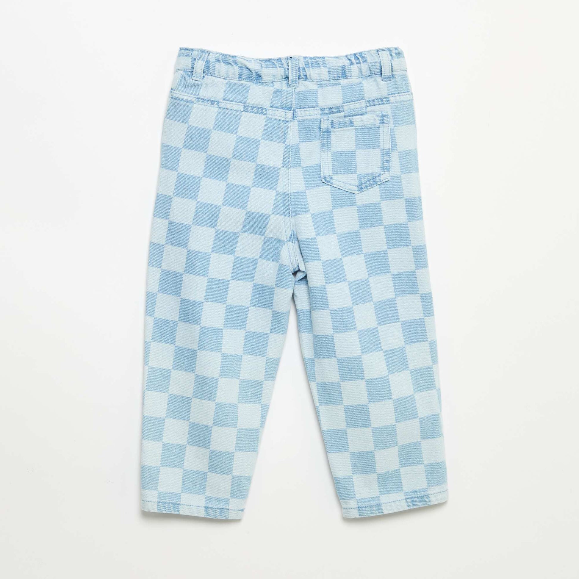 Pantalon en denim à carreaux BLEU