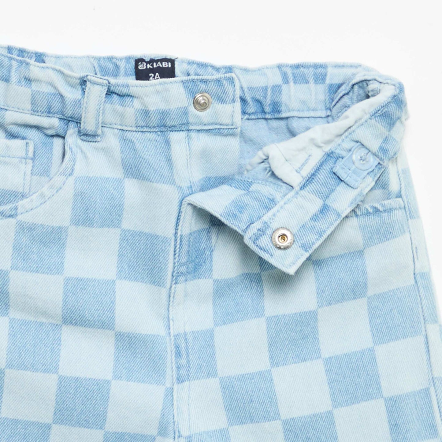 Pantalon en denim à carreaux BLEU