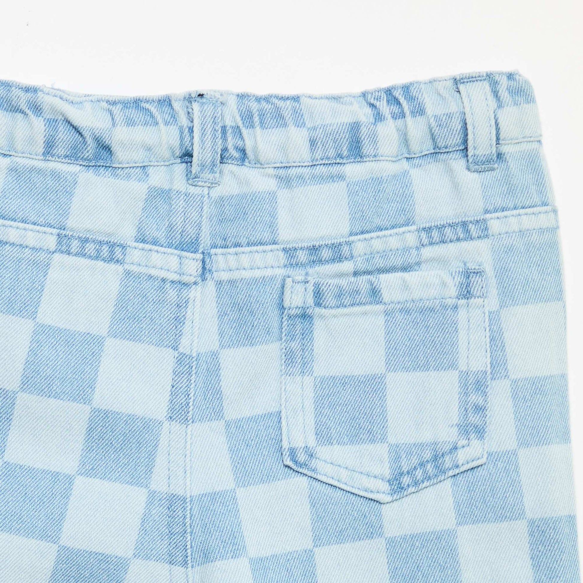 Pantalon en denim à carreaux BLEU
