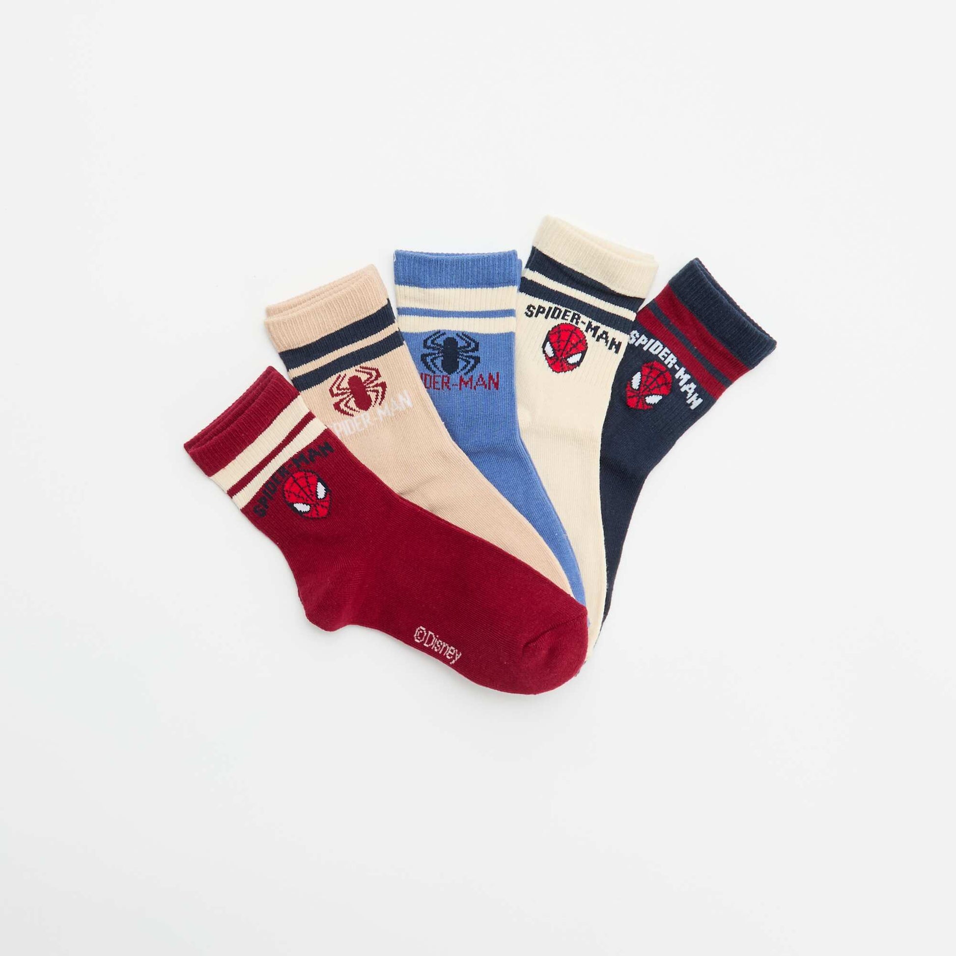 Lot de 5 chaussettes 'Spider-Man' 'Marvel' ROUGE