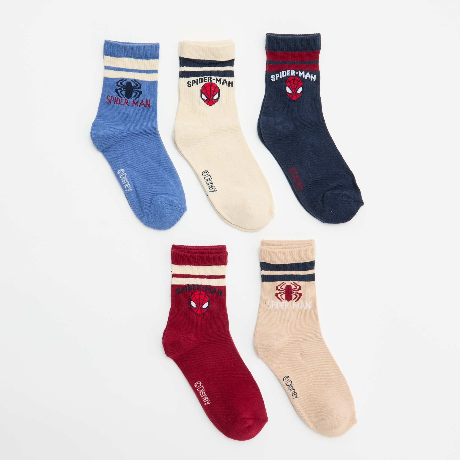 Lot de 5 chaussettes 'Spider-Man' 'Marvel' ROUGE