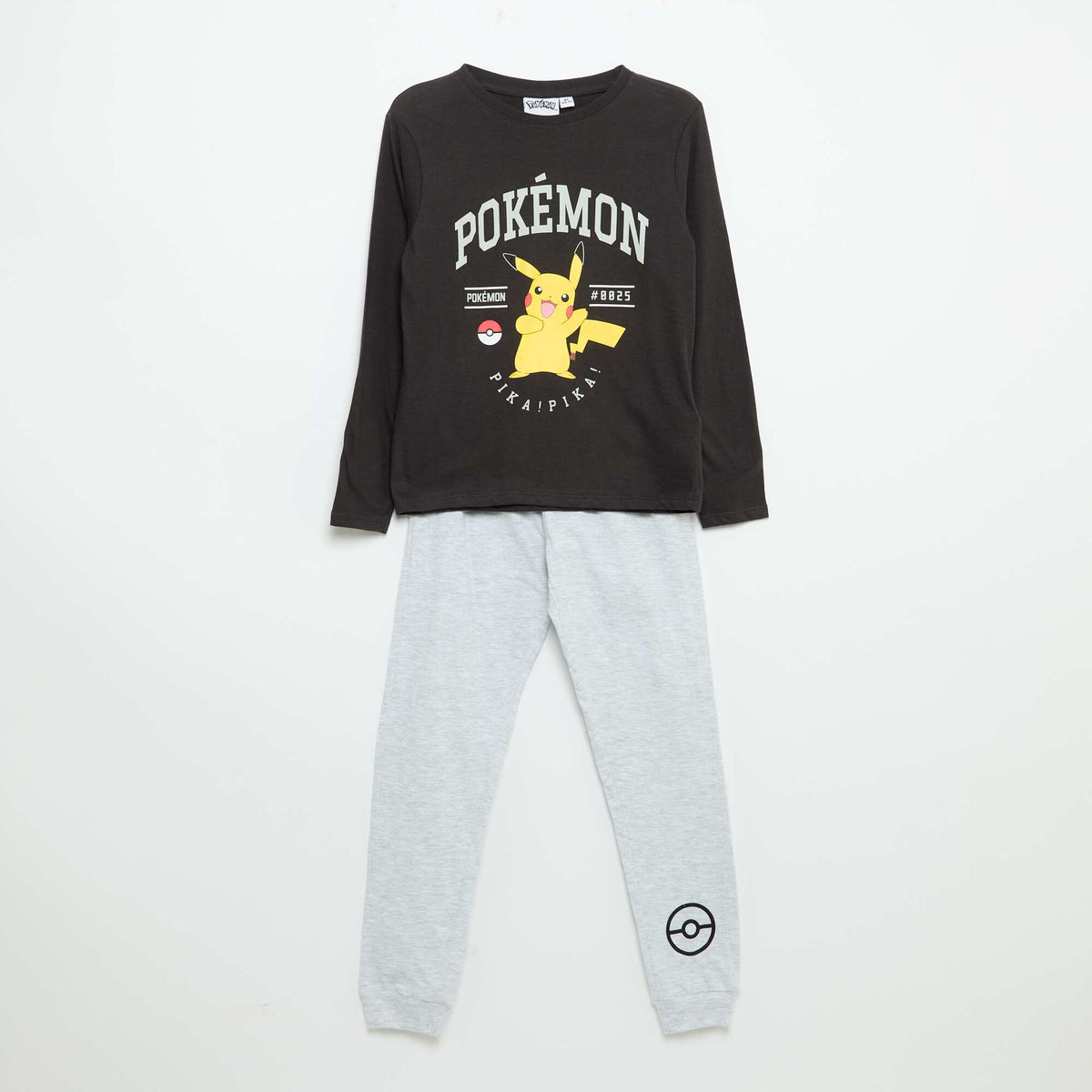 Ensemble de pyjama long 'Pikachu' 'Pokémon' - 2 pièces NOIR