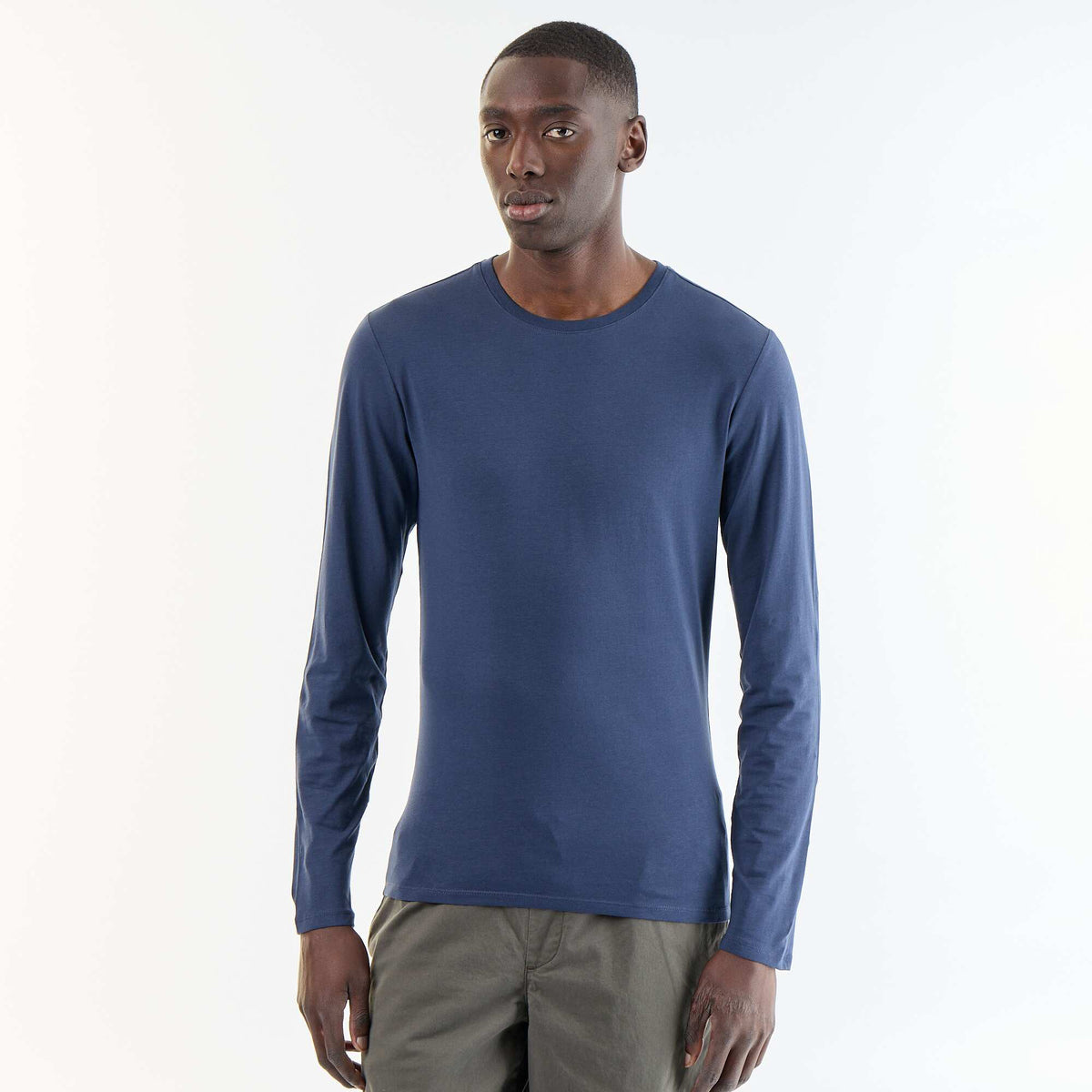 T-shirt à manches longues uni BLEU