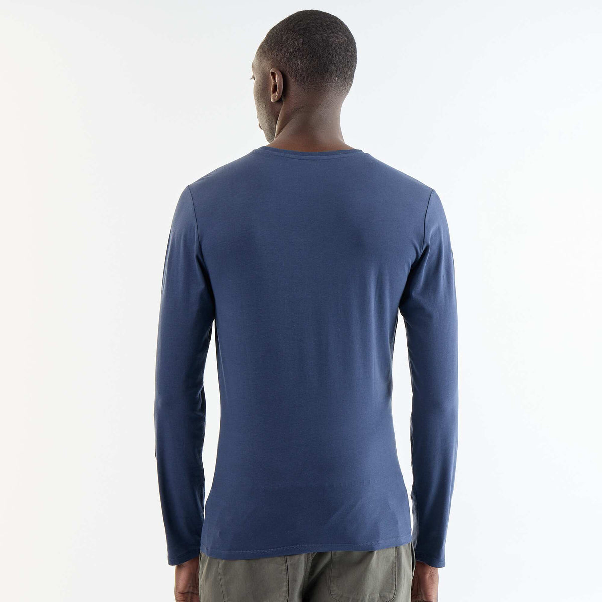 T-shirt à manches longues uni BLEU