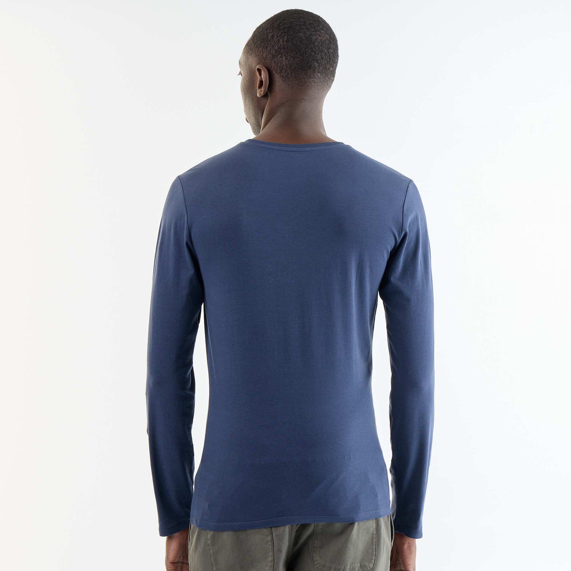 T-shirt à manches longues uni BLEU