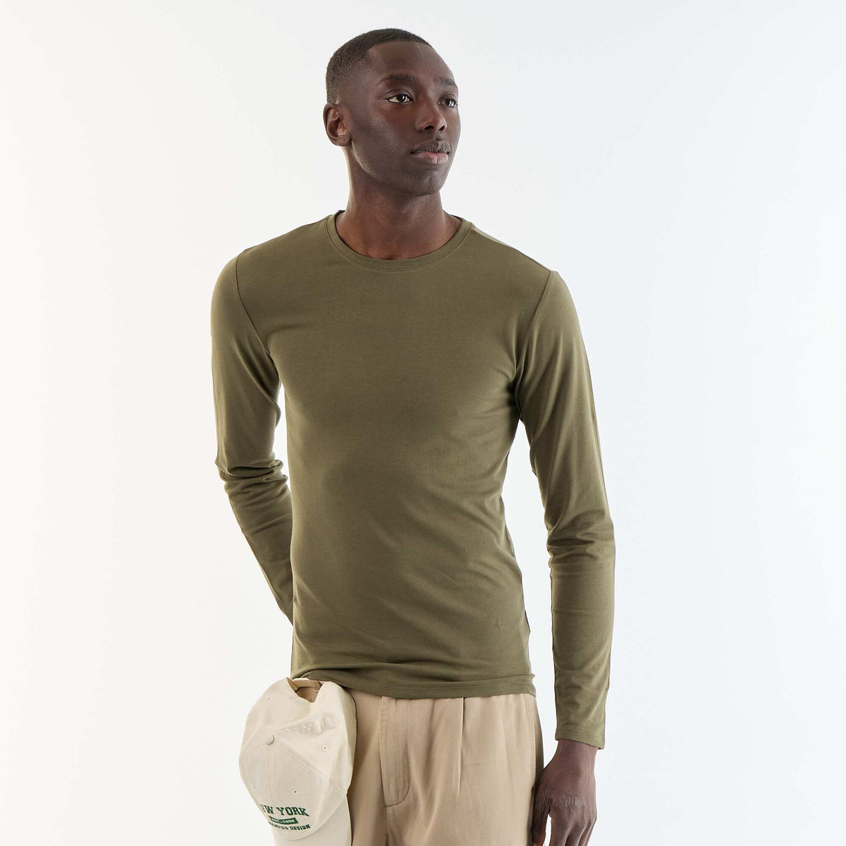 T-shirt à manches longues uni KAKI