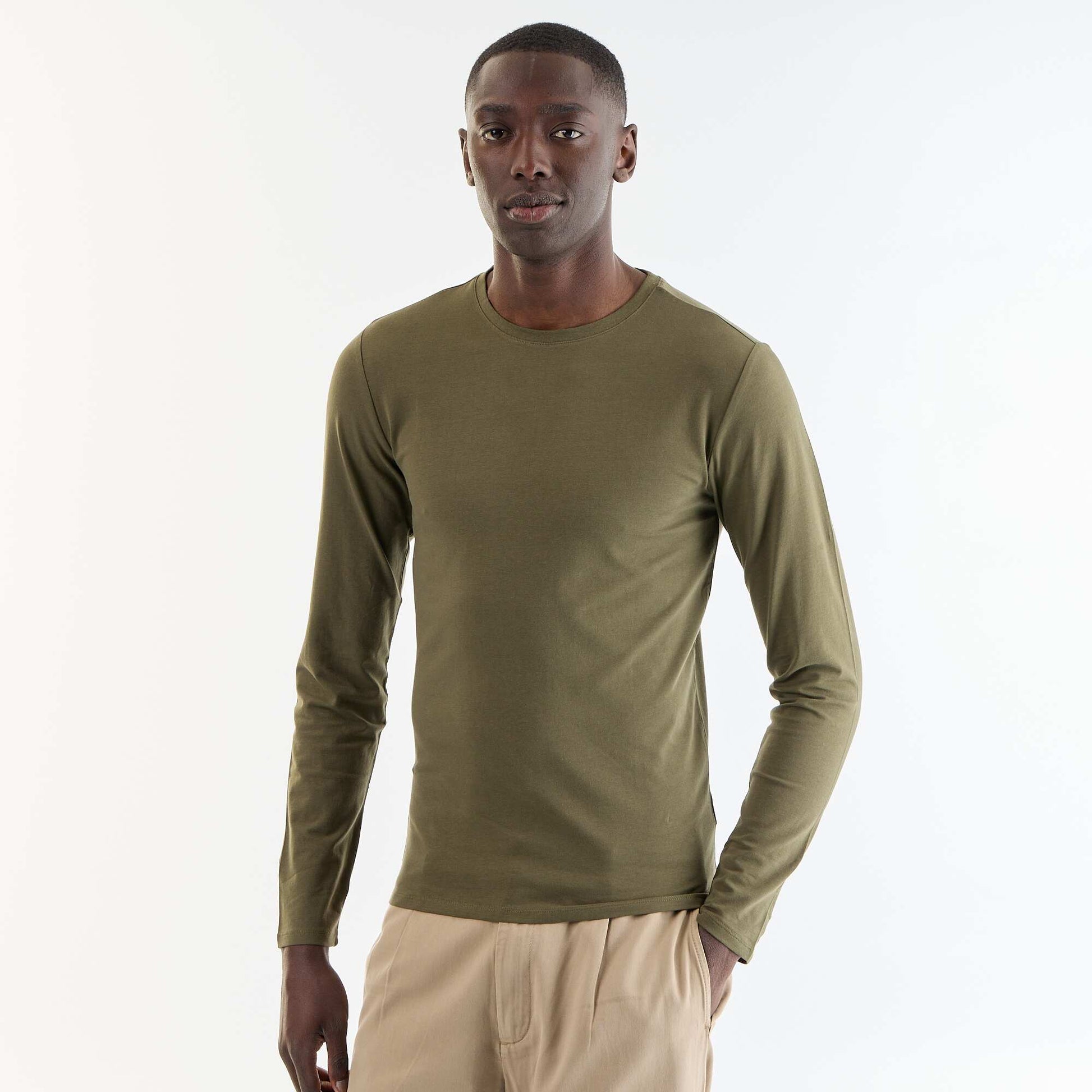 T-shirt à manches longues uni KAKI
