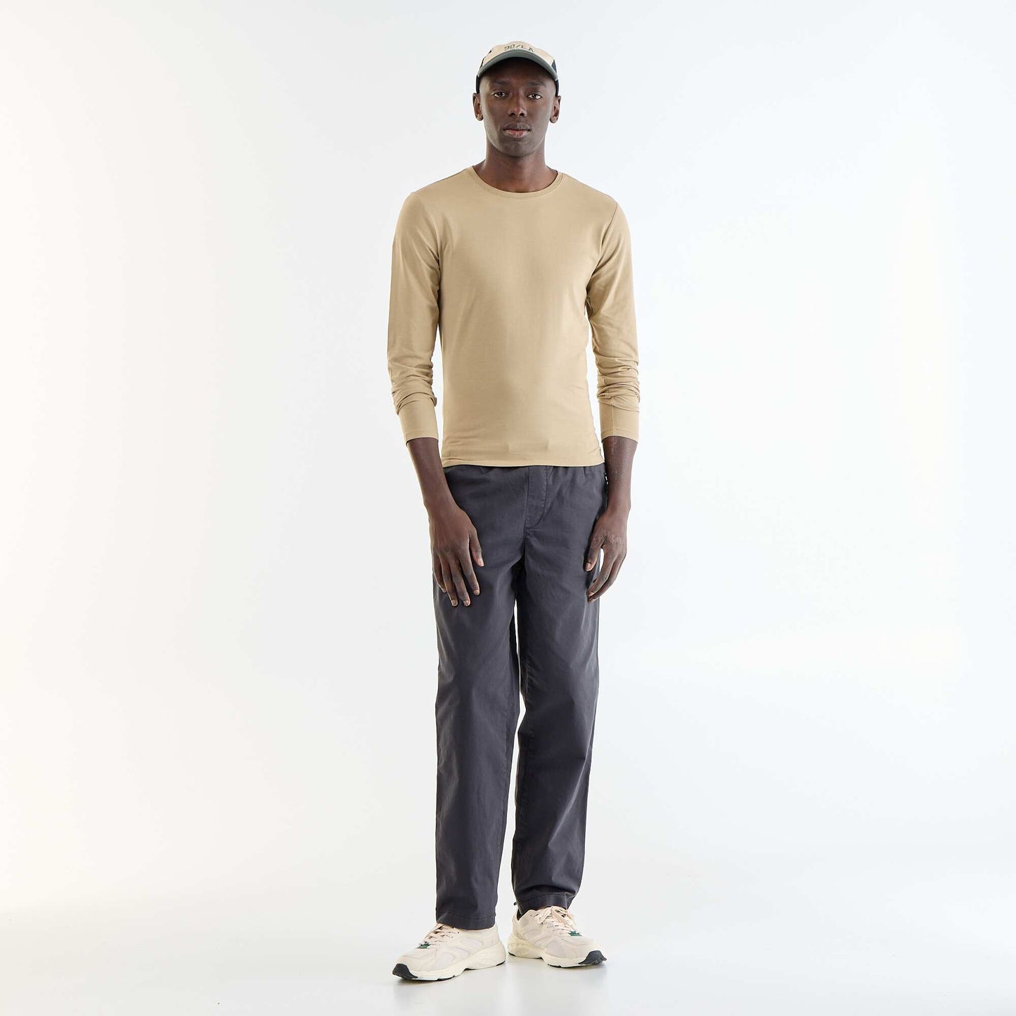 T-shirt à manches longues uni BEIGE
