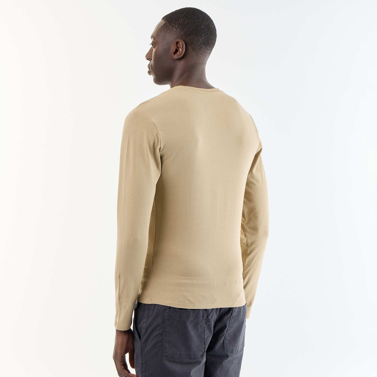 T-shirt à manches longues uni BEIGE