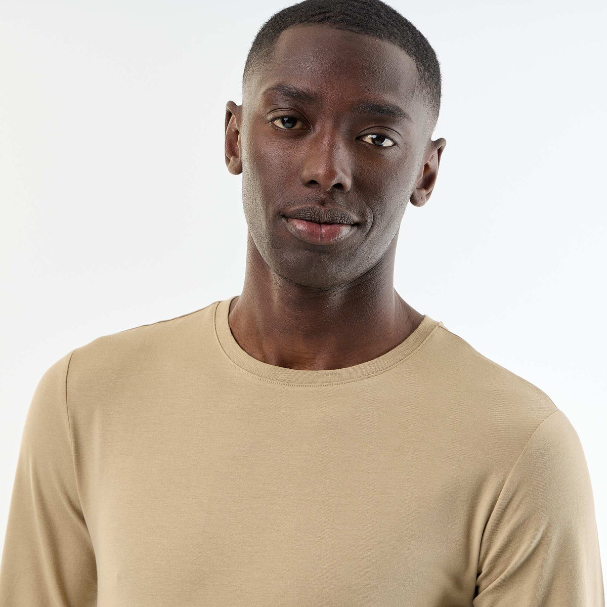 T-shirt à manches longues uni BEIGE
