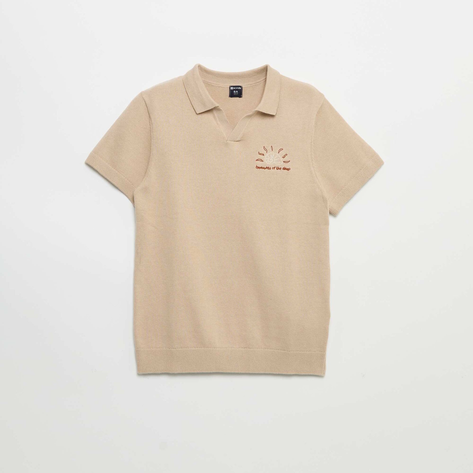 Pull forme polo à manches courtes BEIGE