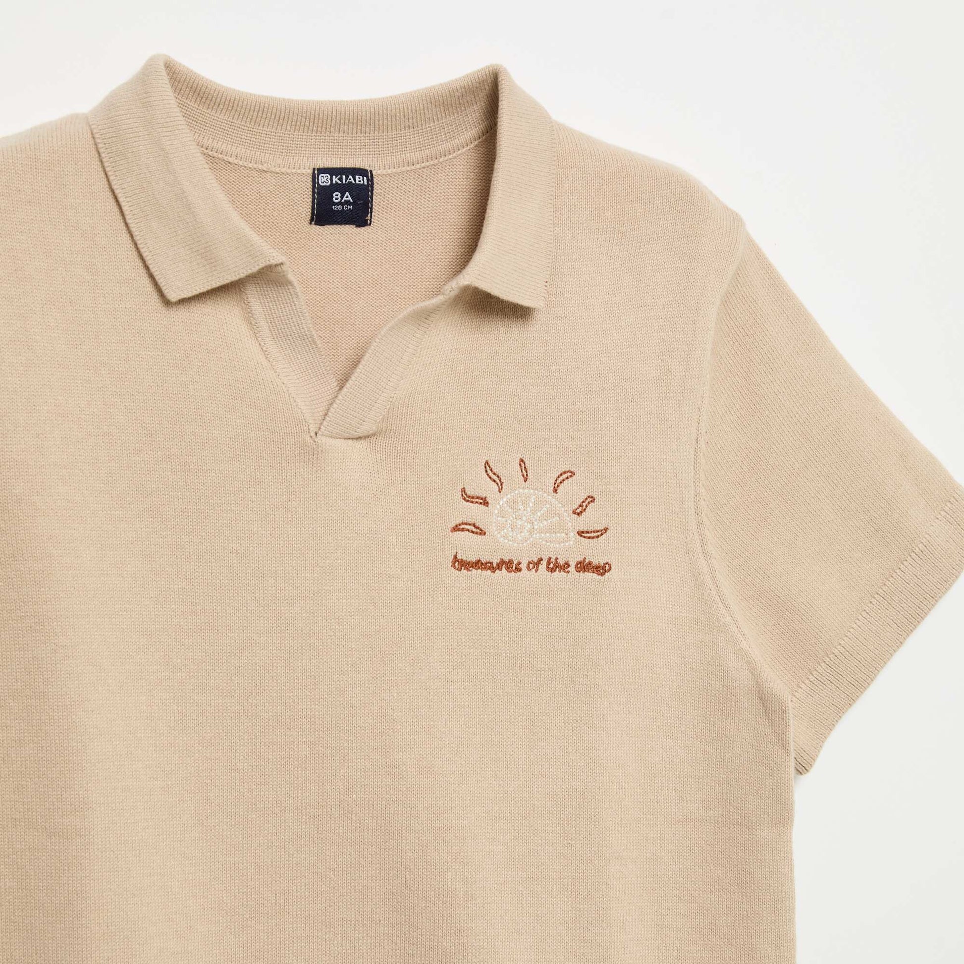 Pull forme polo à manches courtes BEIGE