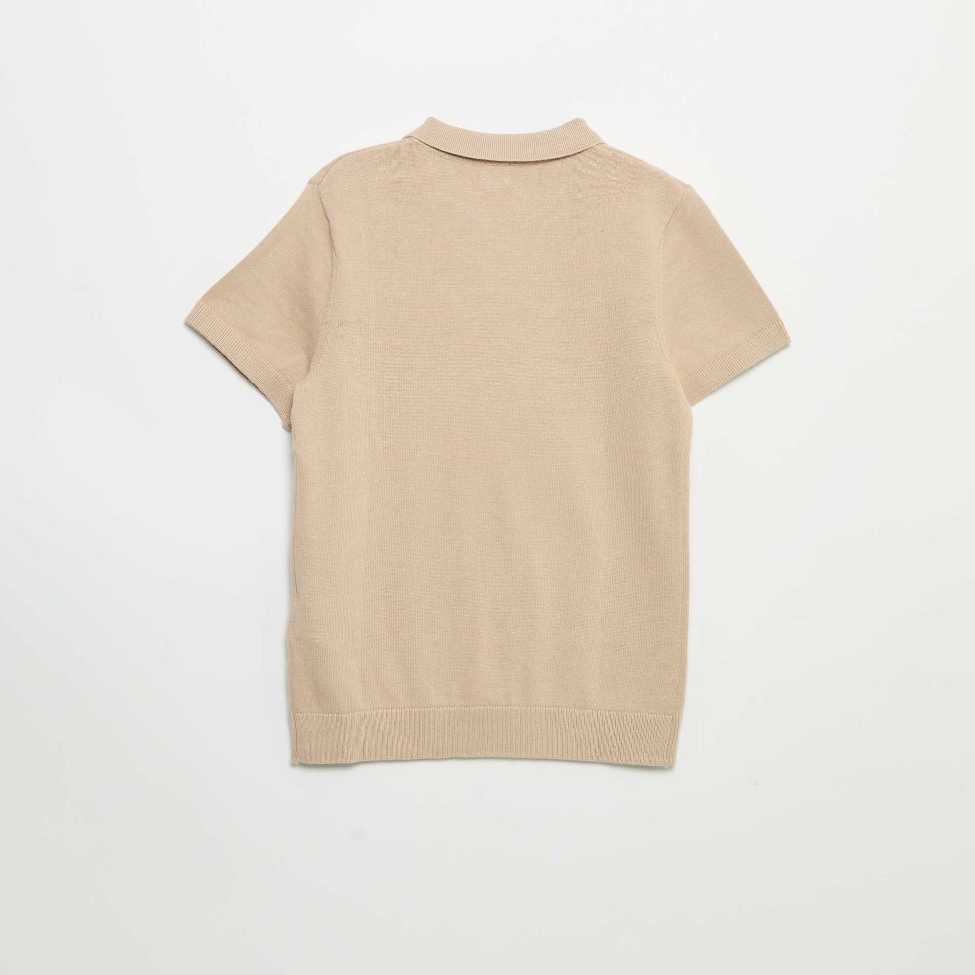 Pull forme polo à manches courtes BEIGE