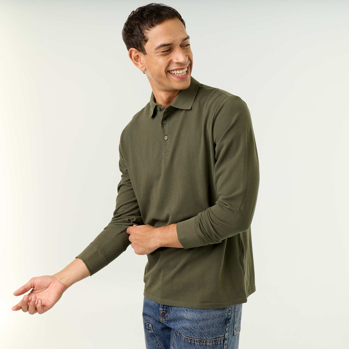 Polo en maille piquée manches longues VERT