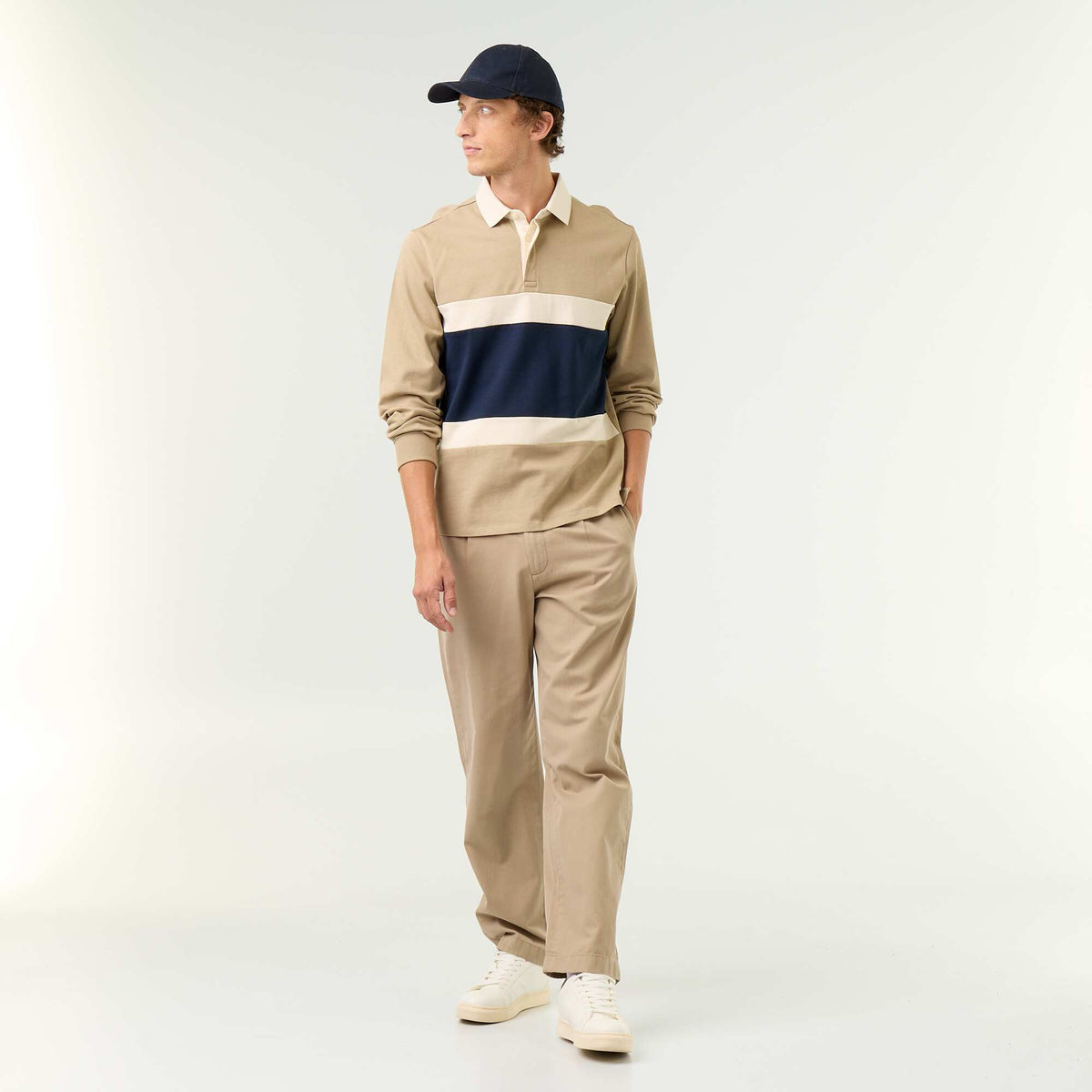 Polo style rugby manches longues BEIGE