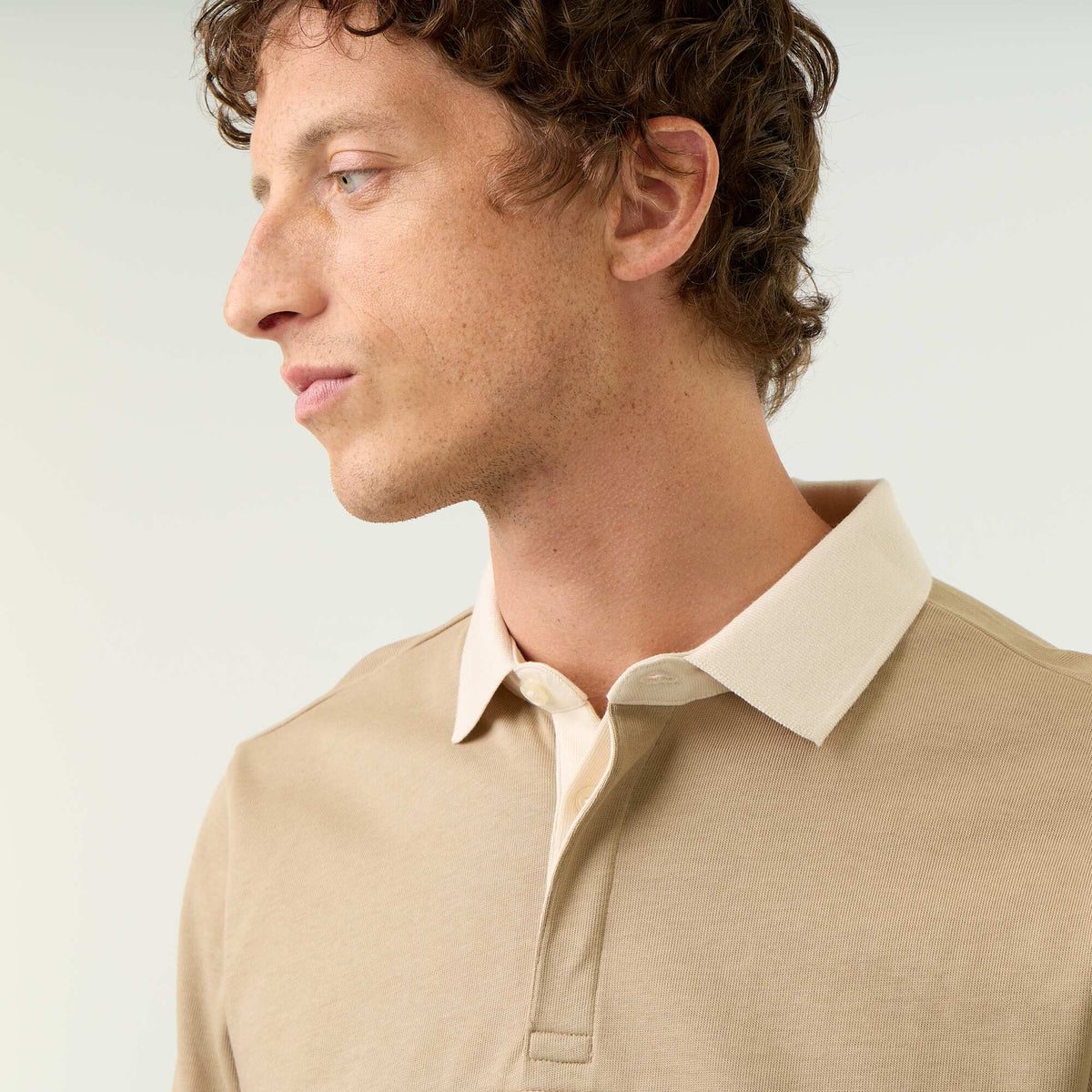 Polo style rugby manches longues BEIGE