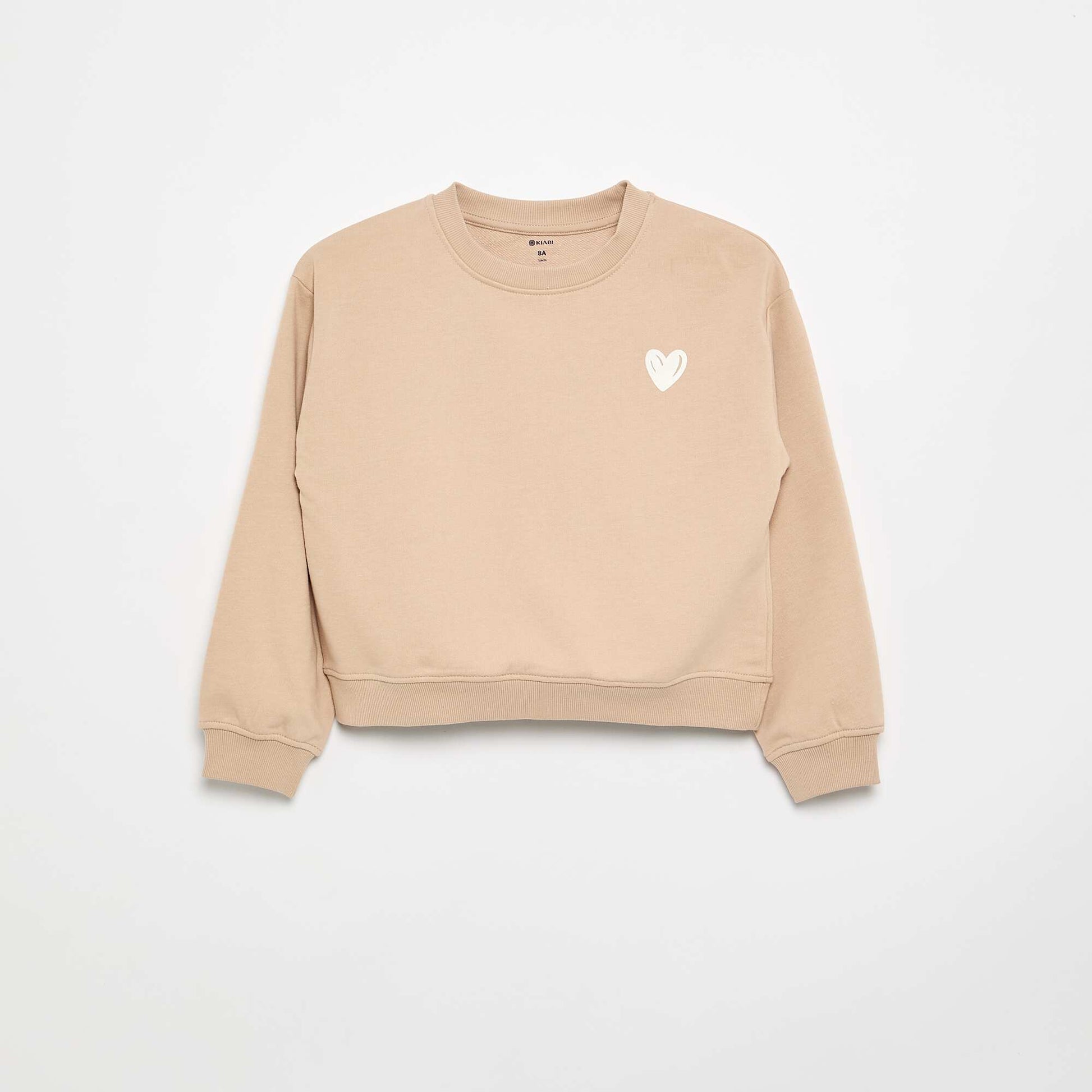 Sweat en molleton avec imprimé poitrine BEIGE